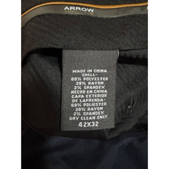 Arrow Mens Modern Fit Flat Front Dress Pants 42x32 Dark Blue MSRP $80 NWT - Picture 8 of 9